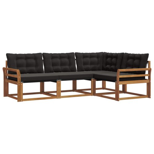 Комплект дивани за открито 4 pcs Естествено и черно