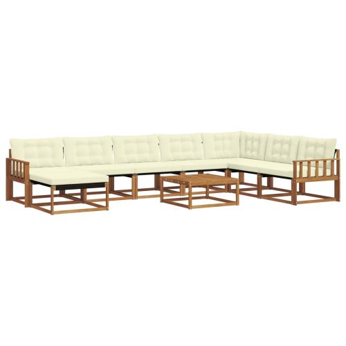 Комплект дивани за открито 9 pcs Натурален и Крема