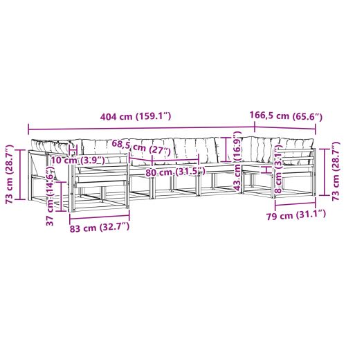 Комплект дивани за открито 7 pcs Естествено и черно