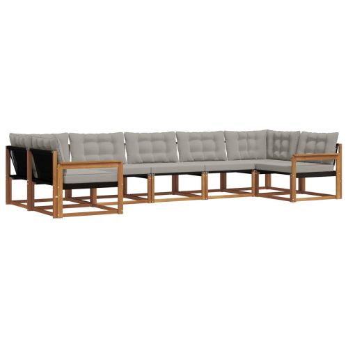 Комплект дивани за открито 7 pcs Естествено и светло сиво