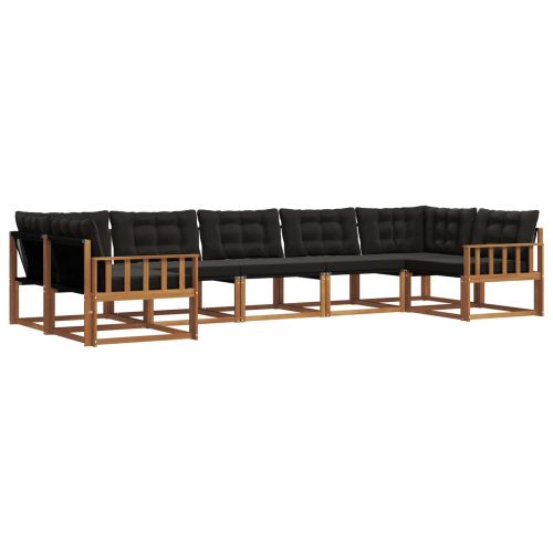 Комплект дивани за открито 7 pcs Естествено и черно