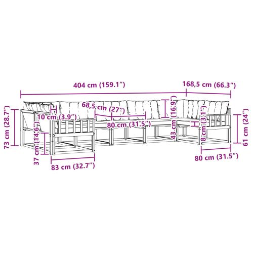 Комплект дивани за открито 7 pcs Естествено и черно