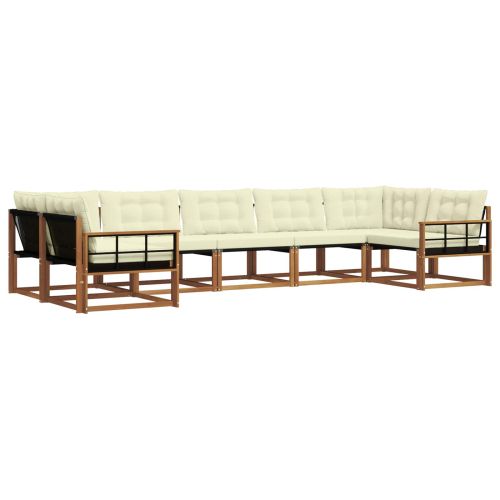 Комплект дивани за открито 7 pcs Натурален и Крема
