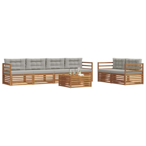 Комплект дивани за открито 7 pcs Естествено и светло сиво