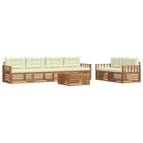 Комплект дивани за открито 7 pcs Натурален и Крема
