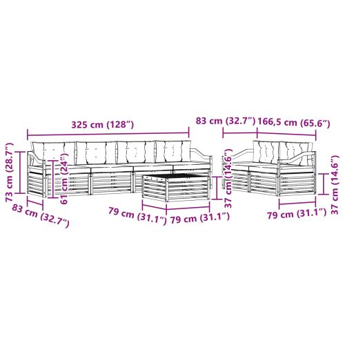 Комплект дивани за открито 7 pcs Натурален и Крема