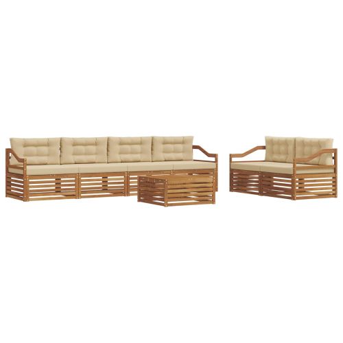 Комплект дивани за открито 7 pcs Натурален и Бежов