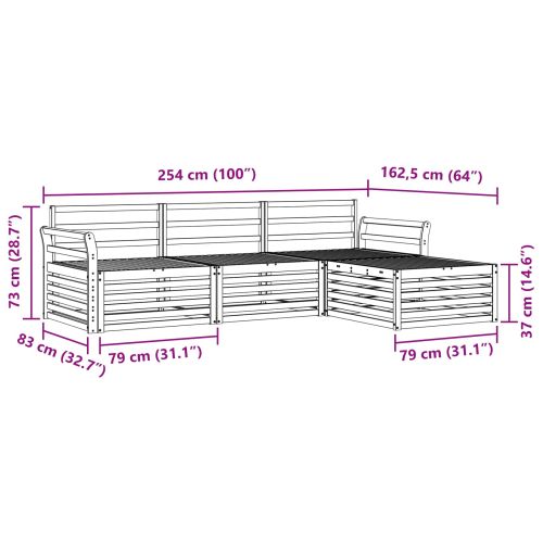 Комплект дивани за открито 4 pcs Естествен