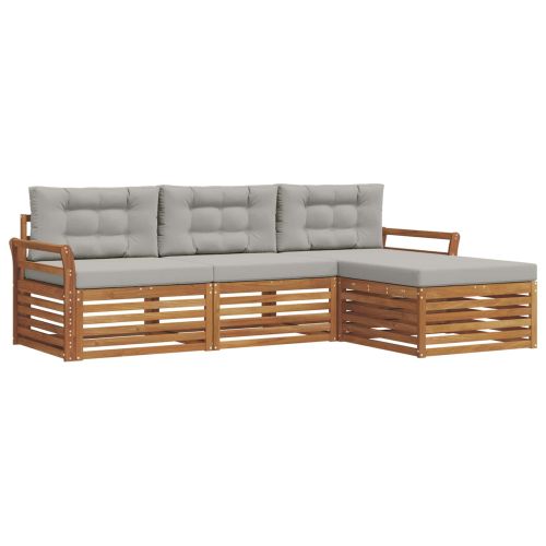 Комплект дивани за открито 4 pcs Естествено и светло сиво