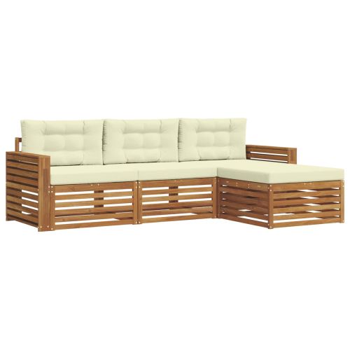 Комплект дивани за открито 4 pcs Натурален и Крема