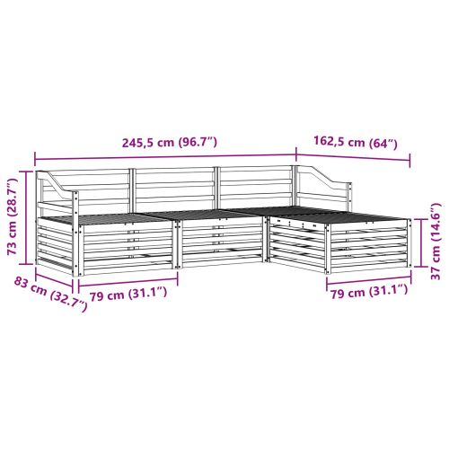 Комплект дивани за открито Естествен 245,5 x 162,5 x 73 см