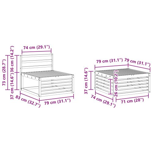 Комплект дивани за открито Естествен 245,5 x 162,5 x 73 см