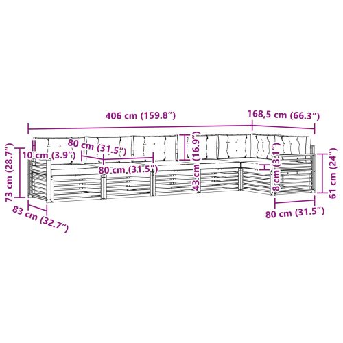 Комплект дивани за открито 6 pcs Натурален и Крема