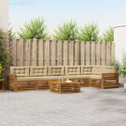 Комплект дивани за открито 7 pcs Натурален и Бежов