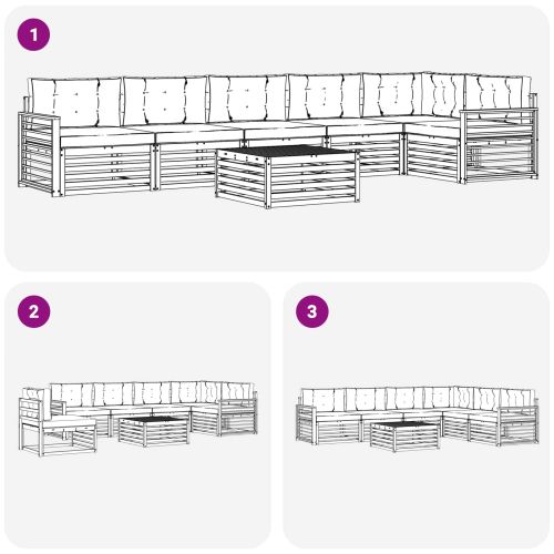 Комплект дивани за открито 7 pcs Натурален и Крема