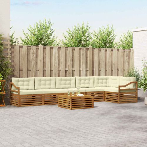 Комплект дивани за открито 7 pcs Натурален и Крема