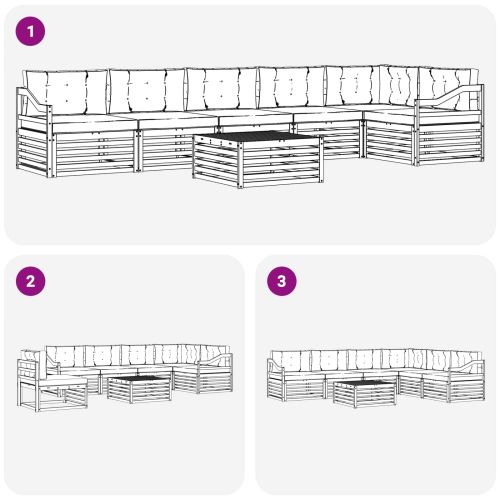 Комплект дивани за открито 7 pcs Натурален и Крема