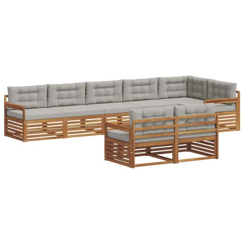 Комплект дивани за открито 8 pcs Естествено и светло сиво