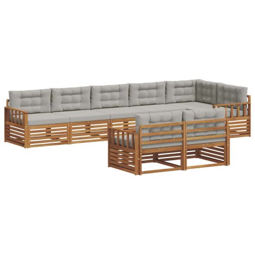 Комплект дивани за открито 8 pcs Естествено и светло сиво