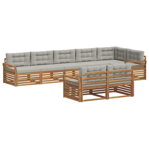 Комплект дивани за открито 8 pcs Естествено и светло сиво