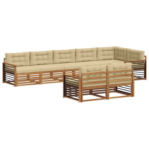 Комплект дивани за открито 8 pcs Натурален и Бежов