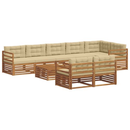 Комплект дивани за открито 9 pcs Натурален и Бежов