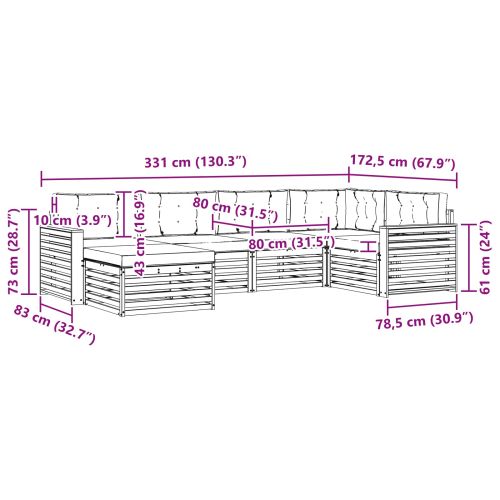 Комплект дивани за открито 6 pcs Натурален и Крема