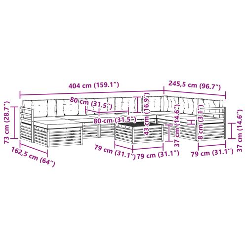 Комплект дивани за открито 9 pcs Натурален и Антрацит