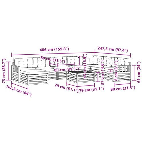 Комплект дивани за открито 9 pcs Натурален и Бежов