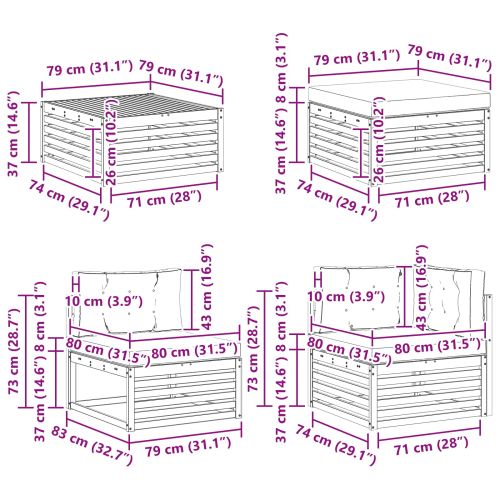 Комплект дивани за открито 9 pcs Натурален и Крема