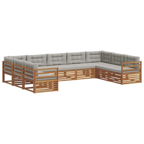 Комплект дивани за открито 9 pcs Естествено и светло сиво
