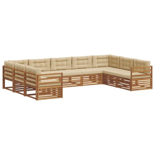 Комплект дивани за открито 9 pcs Натурален и Бежов