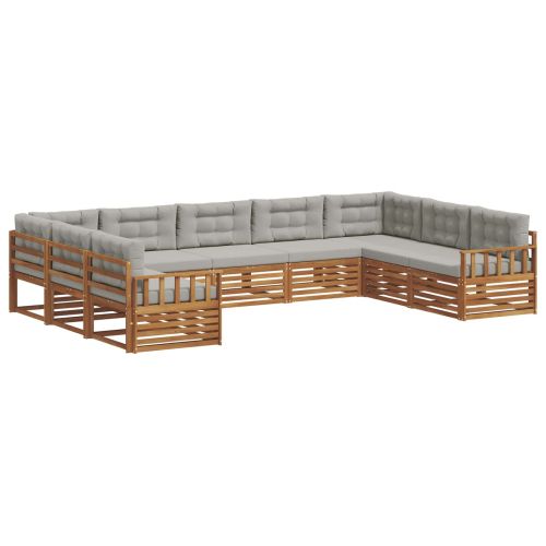 Комплект дивани за открито 9 pcs Естествено и светло сиво
