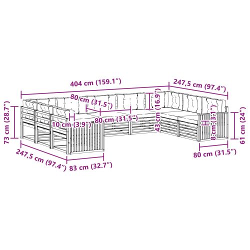 Комплект дивани за открито 9 pcs Натурален и Крема