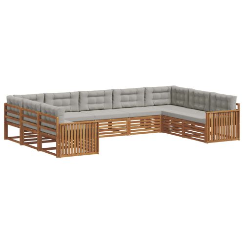 Комплект дивани за открито 9 pcs Естествено и светло сиво
