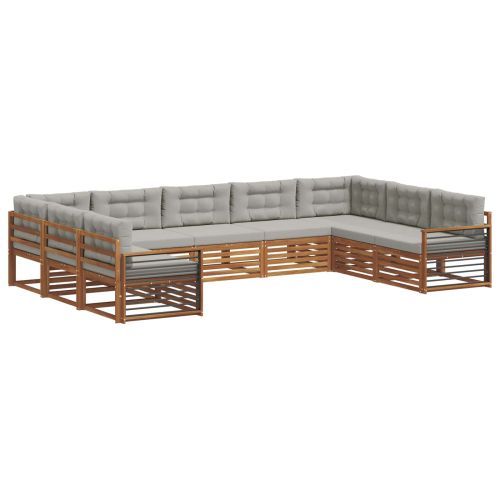 Комплект дивани за открито 9 pcs Естествено и светло сиво