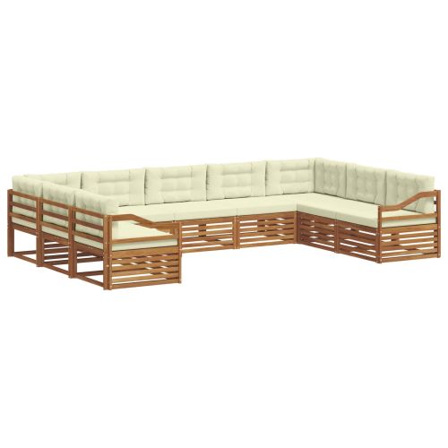 Комплект дивани за открито 9 pcs Натурален и Крема