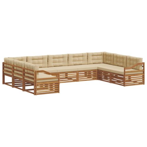 Комплект дивани за открито 9 pcs Натурален и Бежов