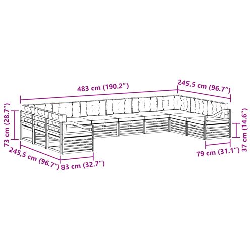 Комплекти дивани с възглавница 10 pcs Естествено и светло сиво