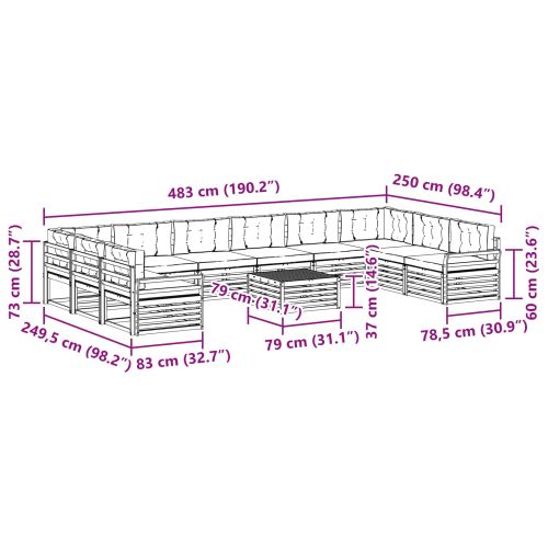 Комплекти дивани с възглавница 11 pcs Естествено и светло сиво