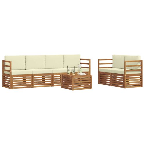 Комплект дивани за открито 7 pcs Натурален и Крема