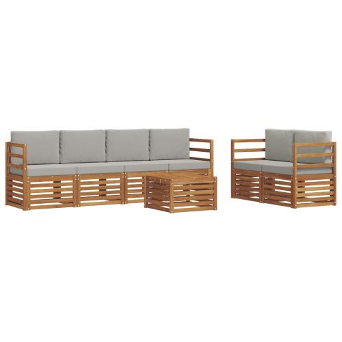 Комплект дивани за открито 7 pcs Естествено и светло сиво