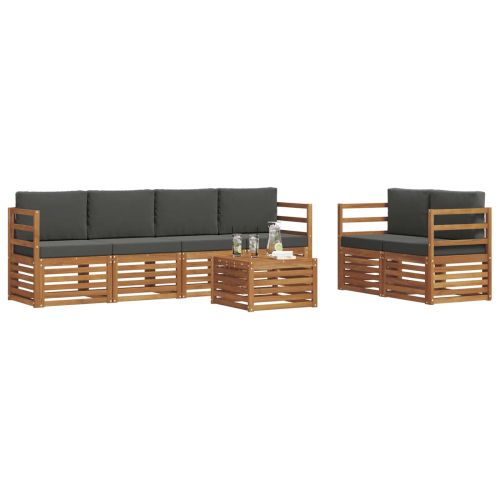 Комплект дивани за открито 7 pcs Натурален и Антрацит