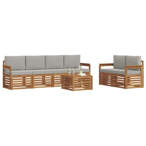 Комплект дивани за открито 7 pcs Естествено и светло сиво