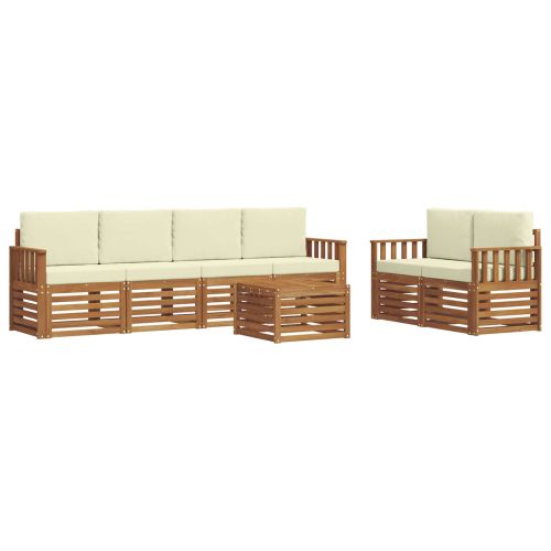 Комплект дивани за открито 7 pcs Натурален и Крема