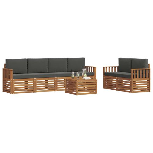 Комплект дивани за открито 7 pcs Натурален и Антрацит
