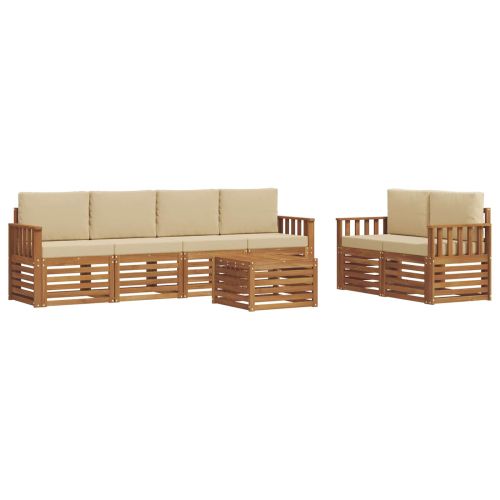 Комплект дивани за открито 7 pcs Натурален и Бежов