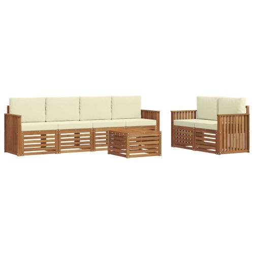 Комплект дивани за открито 7 pcs Натурален и Крема