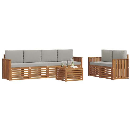 Комплект дивани за открито 7 pcs Естествено и светло сиво