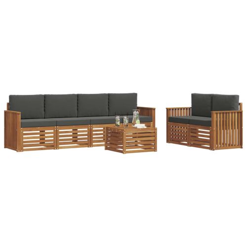 Комплект дивани за открито 7 pcs Натурален и Антрацит